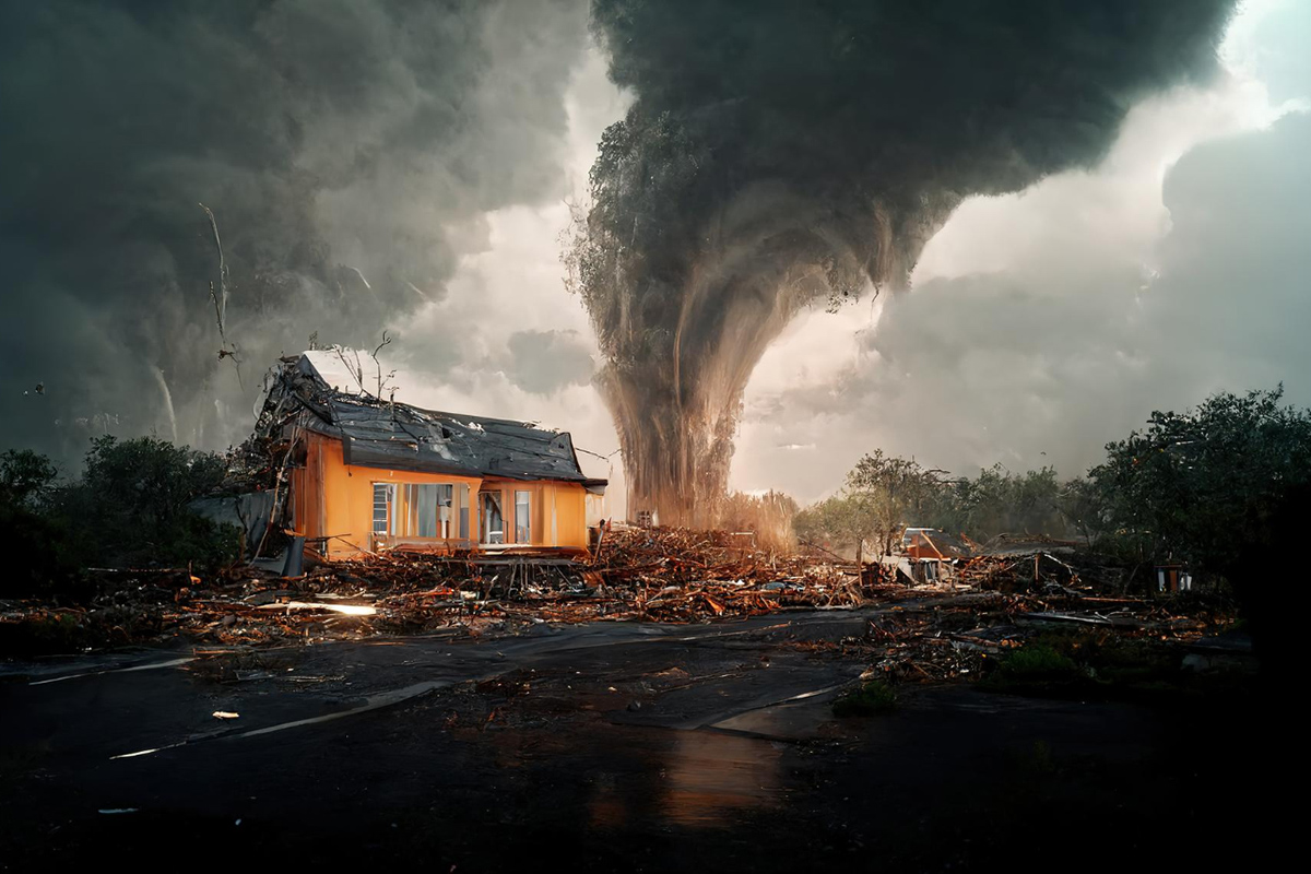 Торнадо destroy the House. Natural Disaster Tornado.